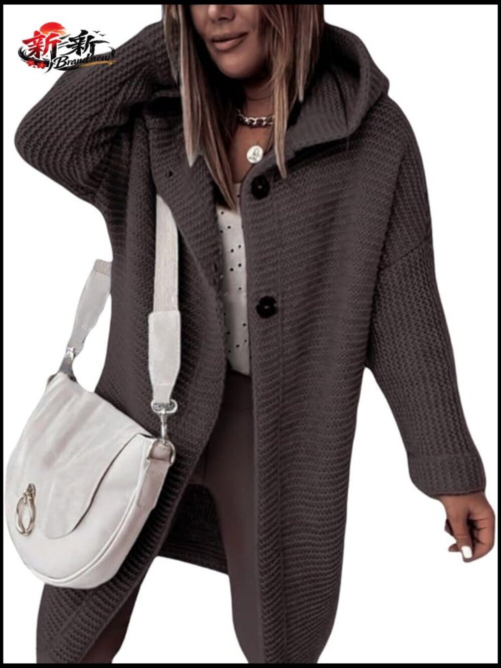 Women's Casual Hooded Chunky Cardigans Slouchy Oversize Knitted Mid Long